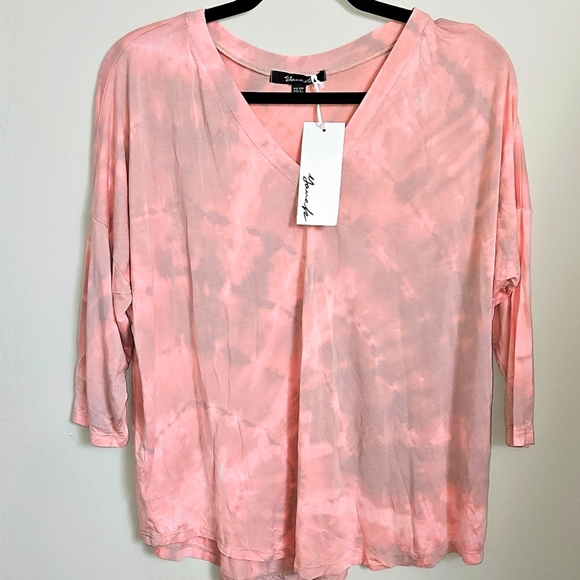 Yana K Oliver Women's Pink/Gray Tie Dye Top One Size - Picture 1 of 6